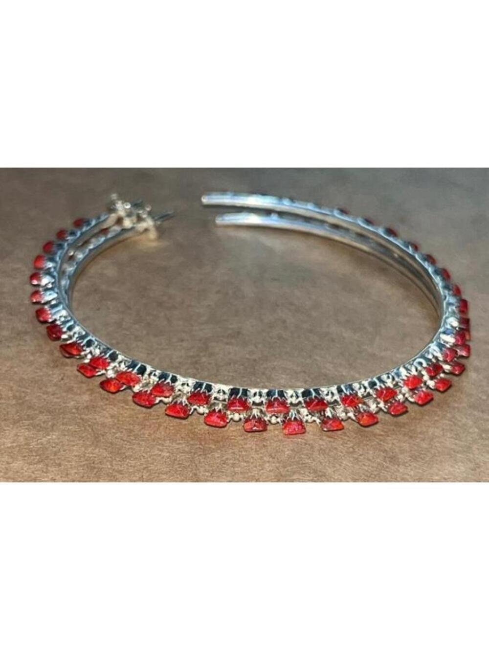 Native American Zuni long coral red cluster post long earrings sterling silver